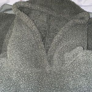 american eagle green hoodie sherpa